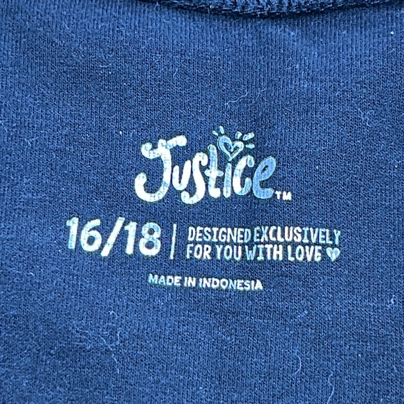 Justice Varsity jacket, black and white with glitter roses and birds. Girls 18. - Picture 3 of 14